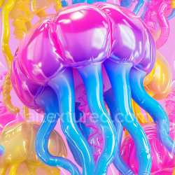 seamless Seamless 3D Inflated PBR Texture Featuring Glossy Jellyfish Tentacle Pattern in Vibrant Colors texture 8k free download PBR