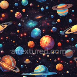 seamless Seamless 3D Space PBR Texture Featuring Vibrant Planets and Cosmic Starfield texture 8k free download PBR
