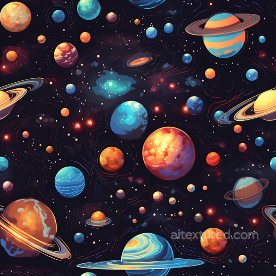 Space PBR Texture Featuring Vibrant Planets and Cosmic Starfield Star, space, planets texture preview