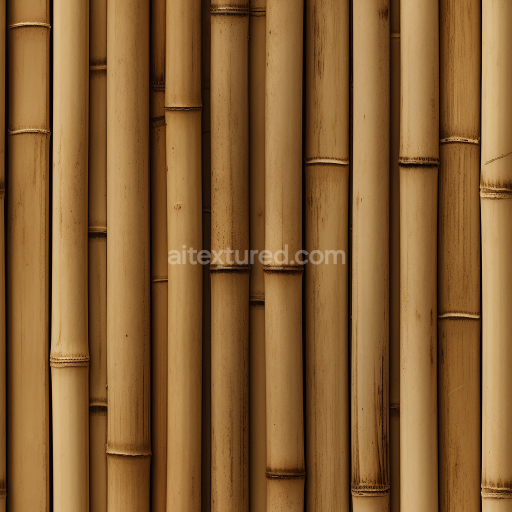 Seamless 3D PBR Bamboo Culm Texture Featuring Vertical Tan Stalks with Natural Nodes