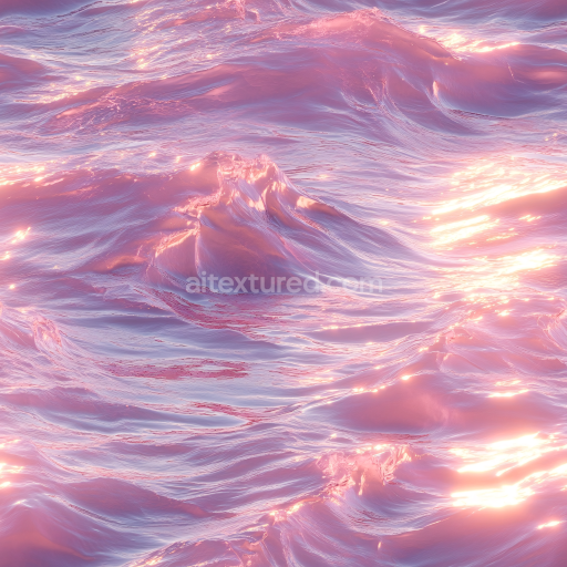 Seamless 3D PBR Water Texture Featuring Stylized Rose Gold Ocean Waves