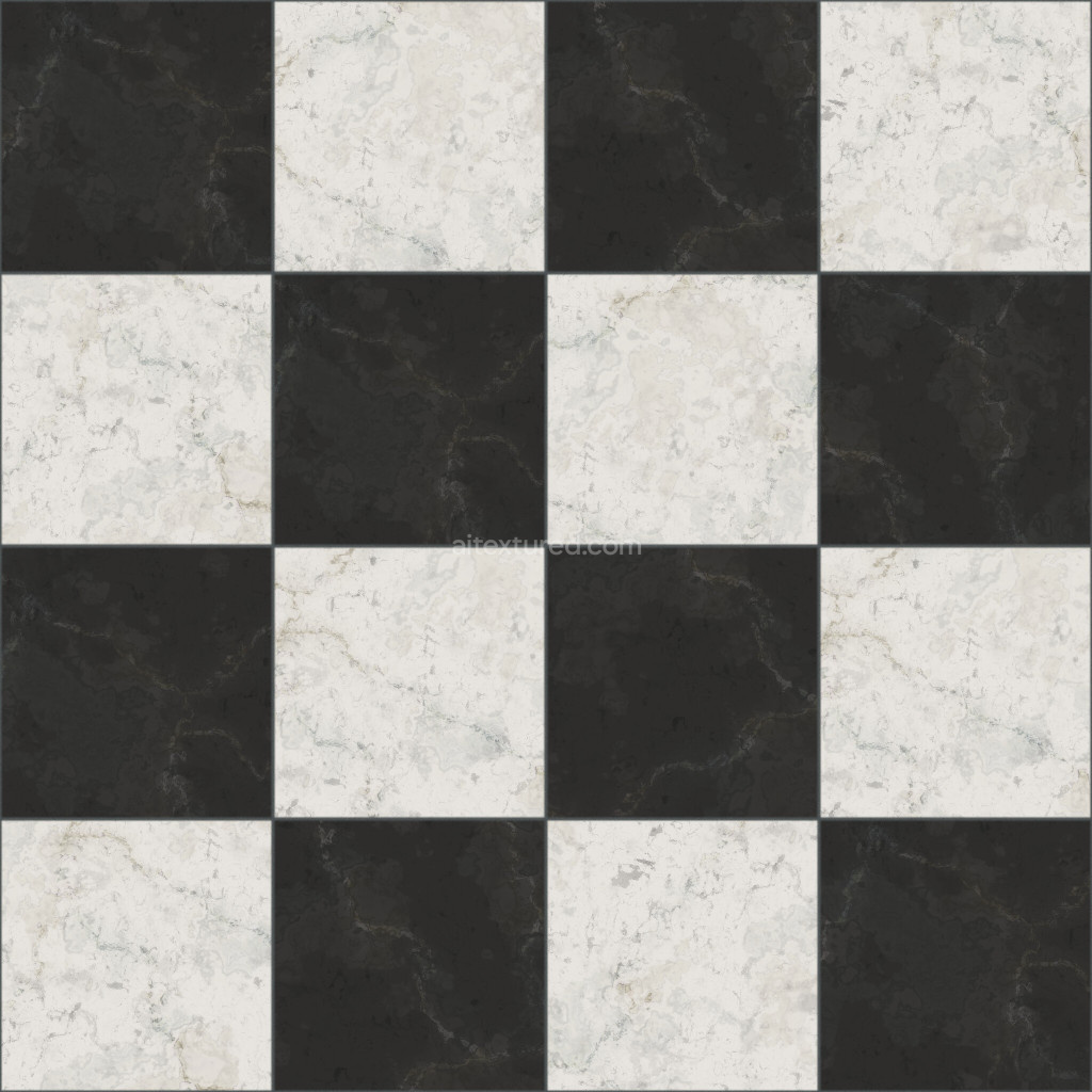 Seamless PBR tiles texture with dark and light marble design