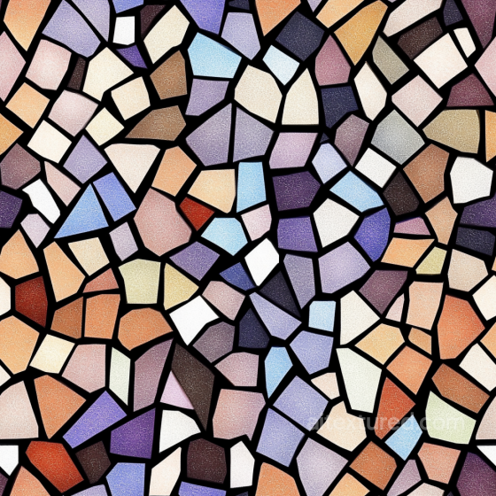 Mosaic PBR Texture with Colorful Irregular Glass Chips and Black Grout Mosaic texture preview