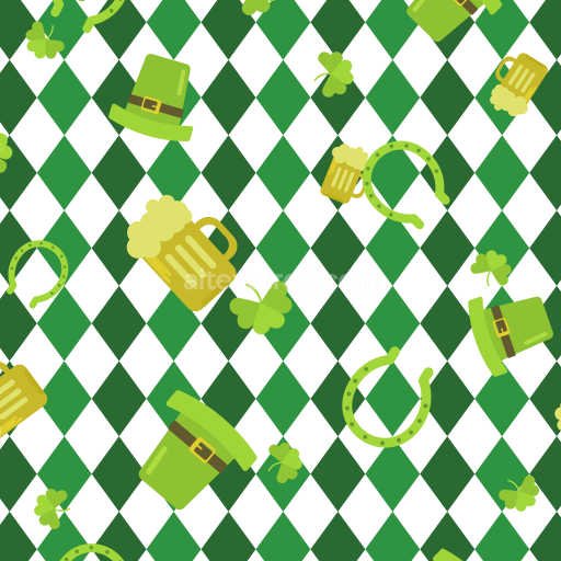 Seamless 3D PBR St Patrick Digital Paper Texture with Festive Icons