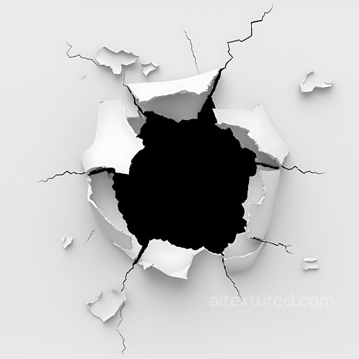 cracked and hole PBR texture of torn white plaster wall seamless Cracked & Holes PBR texture