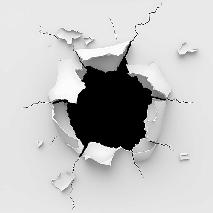 Cracked And Hole Of Torn White Plaster Wall seamless PBR texture preview