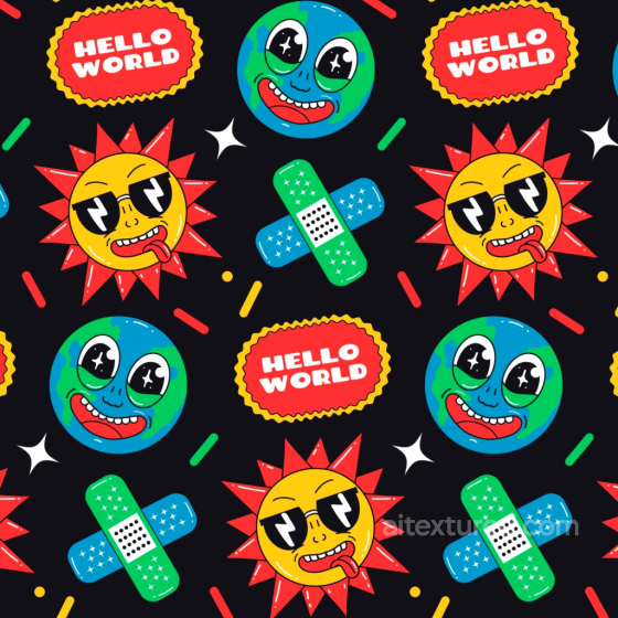 Featuring Vibrant Cartoon Happy Faces and Fun Elements Happy Face pattern texture preview