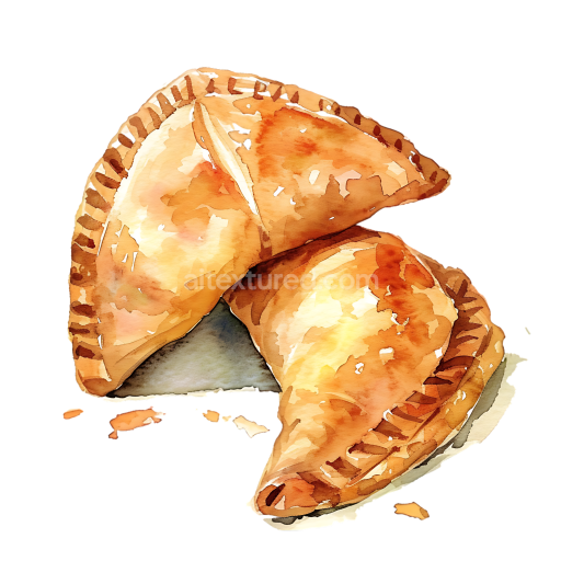 Watercolor Apple Turnovers Breakfast Illustration in Warm Tones