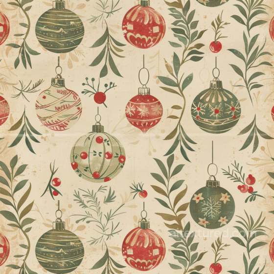 Christmas Vintage Texture of Vintage Christmas Ornaments and Greenery Pattern Christmas vintage texture preview