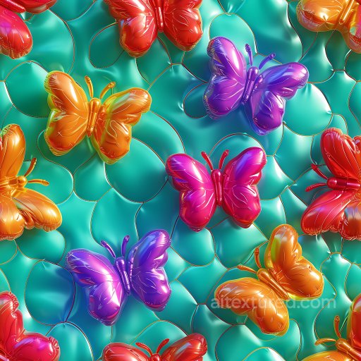 Inflated Butterfly-Shaped Vinyl Panels PBR Texture in Vibrant Colors seamless Inflated PBR texture