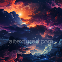 seamless Seamless 3D Space PBR Texture of Vibrant Cosmic Nebula with Glowing Stars texture 8k free download PBR