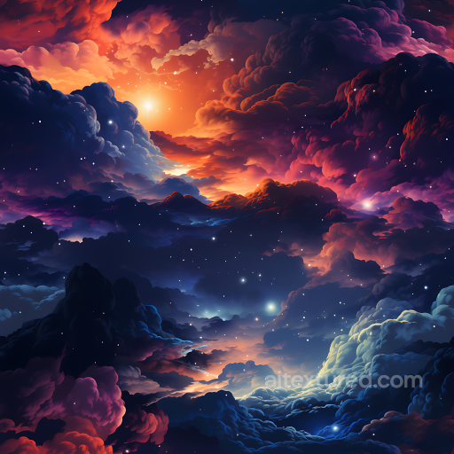 Space PBR Texture of Vibrant Cosmic Nebula with Glowing Stars seamless Star, space, planets PBR texture