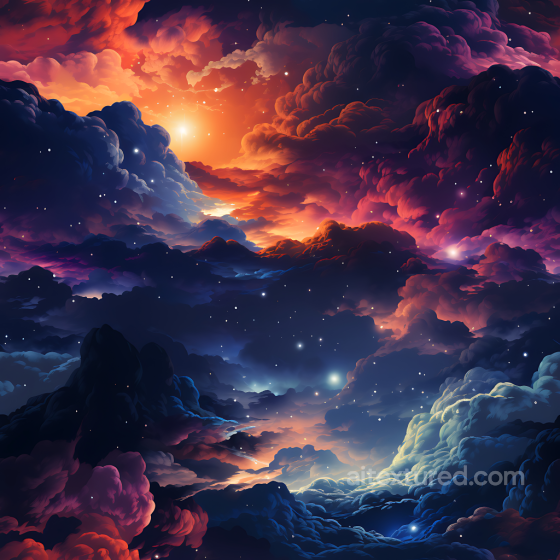 Space PBR Texture of Vibrant Cosmic Nebula with Glowing Stars Star, space, planets texture preview