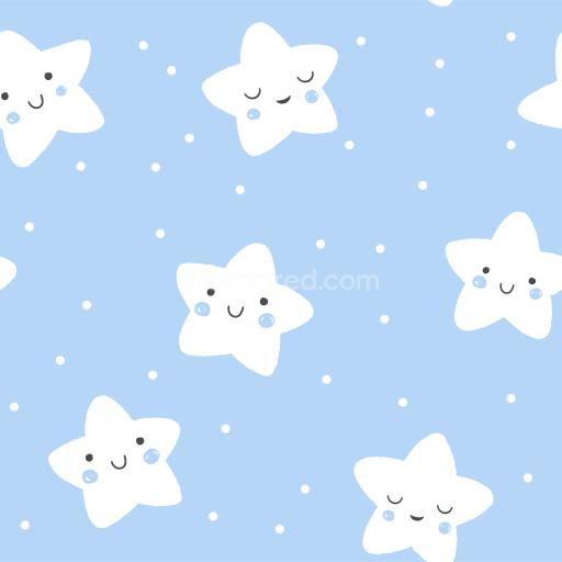 Seamless 3D PBR Texture of Cute White Stars on Soft Blue Background for Baby Boy Designs