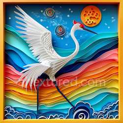 seamless Seamless 3D PBR Texture Featuring Colorful Crane Origami in Layered Paper Style texture 8k free download PBR