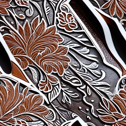 Seamless 3D Embossed Floral Brown Leather PBR Texture with Intricate Detailing