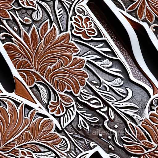 Embossed Floral Brown Leather PBR Texture with Intricate Detailing seamless Leather PBR texture