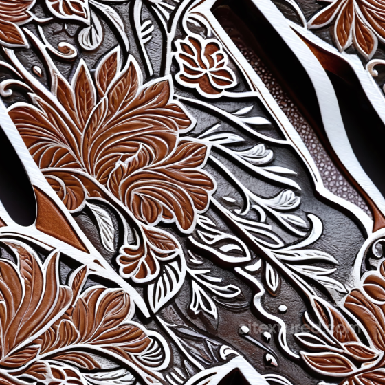Embossed Floral Brown Leather PBR Texture with Intricate Detailing Leather texture preview