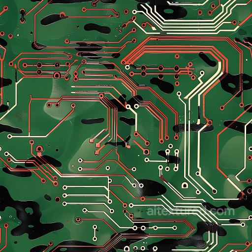 Color Camouflage Texture of Tech-Inspired Camouflage with Circuit Board Pattern and Milit… seamless Color Camouflage PBR texture