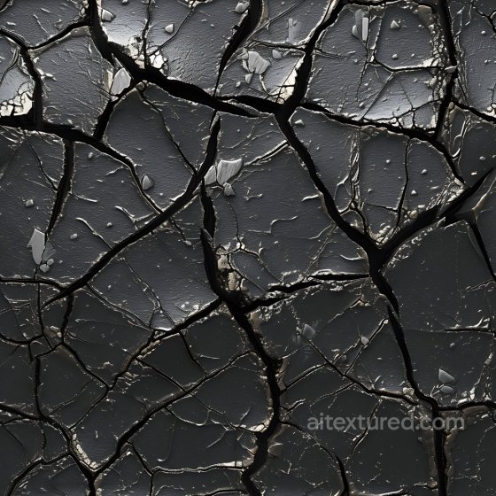 cracked black soil PBR texture with deep fractures and rugged surface Cracked & Holes texture preview