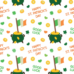 seamless Seamless 3D PBR St Patrick's Day digital paper texture with clovers and coins texture 8k free download PBR