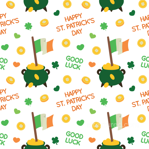 St Patrick's Day digital paper texture with clovers and coins seamless St patrick digital paper bundle PBR texture