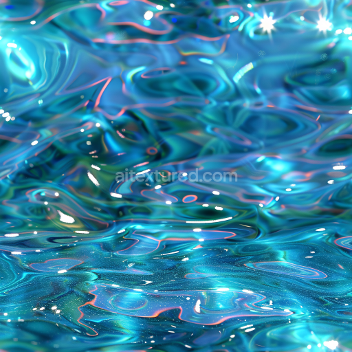Seamless 3D Water PBR Texture with Stylized Shimmering Pool Surface and Iridescent Highlights