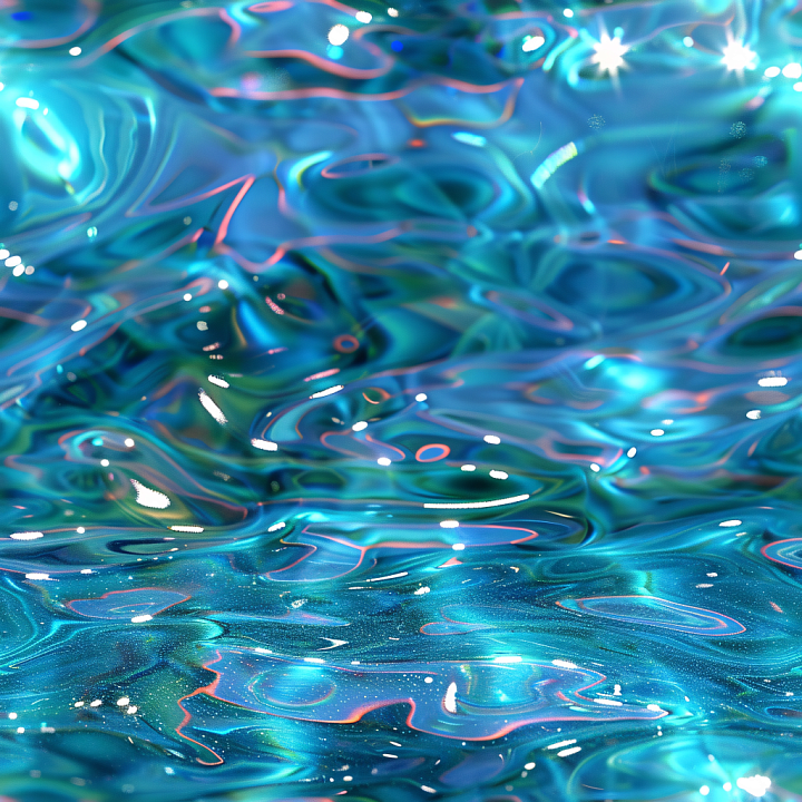 Water with Stylized Shimmering Pool Surface and Iridescent Highlights seamless PBR texture preview