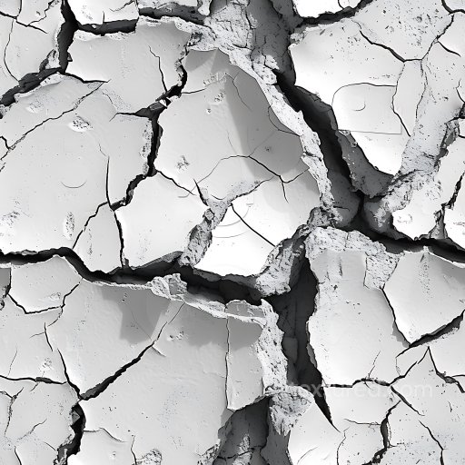 Cracked Plaster PBR Texture with Deep Fractures and White Tone seamless Cracked & Holes PBR texture