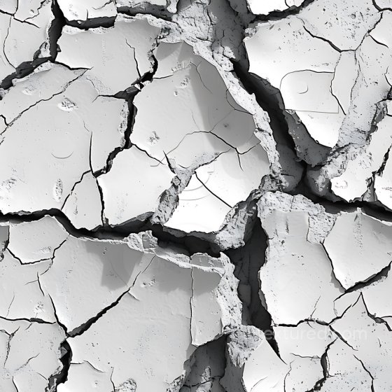 Cracked Plaster PBR Texture with Deep Fractures and White Tone Cracked & Holes texture preview