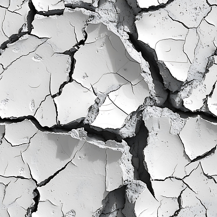 Cracked Plaster with Deep Fractures and White Tone seamless PBR texture preview