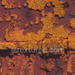 seamless Seamless 3D PBR rusty metal texture with cracked orange paint and heavy corrosion texture 8k free download PBR