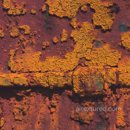 Rusty Metal Texture With Cracked Orange Paint And Heavy Corrosion seamless Rust PBR texture