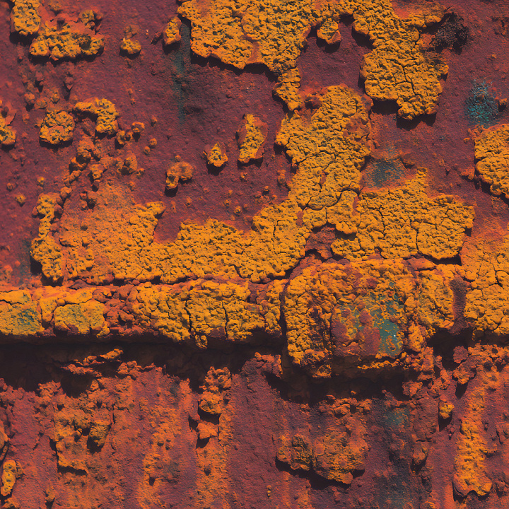 Rusty Metal With Cracked Orange Paint And Heavy Corrosion seamless PBR texture preview