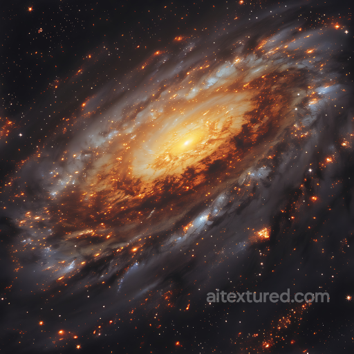 Space PBR Texture of a Glowing Orange Galaxy with Nebula Clouds seamless Star, space, planets PBR texture