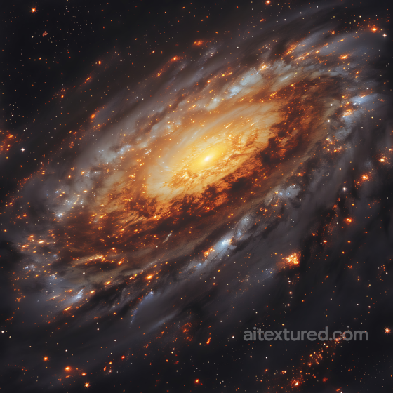 Space PBR Texture of a Glowing Orange Galaxy with Nebula Clouds Star, space, planets texture preview
