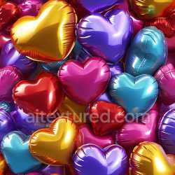seamless Seamless 3D Inflated Metallic Heart Balloon PBR Texture in Vibrant Colors texture 8k free download PBR