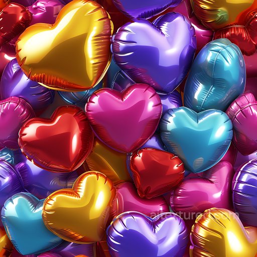Inflated Metallic Heart Balloon PBR Texture in Vibrant Colors seamless Inflated PBR texture