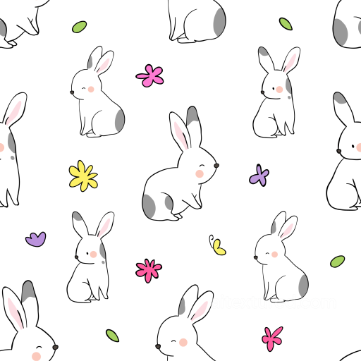 Featuring Cute Gray-Spotted Bunnies and Colorful Flowers seamless All Christmas Digital paper PBR texture