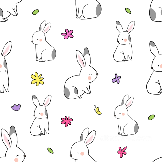 Featuring Cute Gray-Spotted Bunnies and Colorful Flowers All Christmas Digital paper texture preview