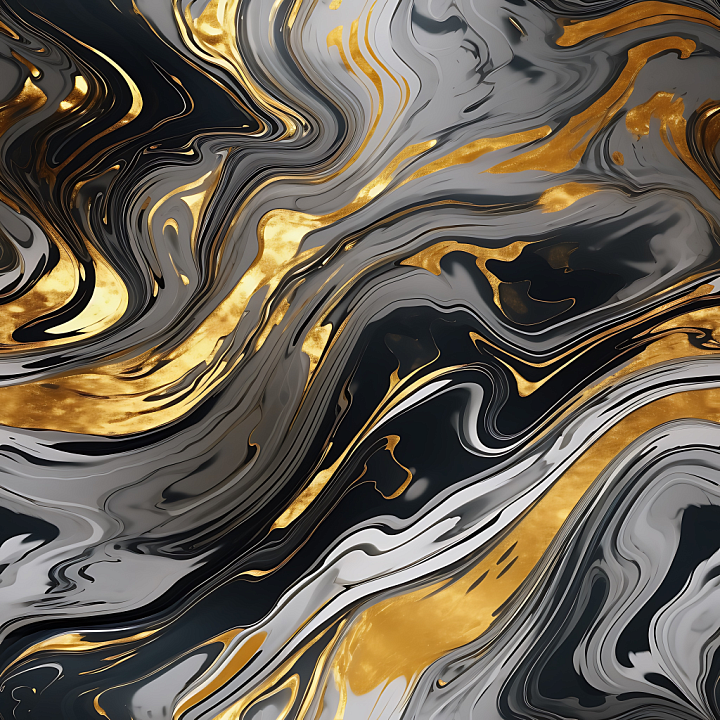 Gray and Gold Marble Sculpture with Flowing Veins seamless PBR texture preview