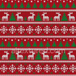 seamless Seamless 3D PBR Texture of Red Christmas Knit Fabric with Reindeer and Trees Pattern texture 8k free download PBR