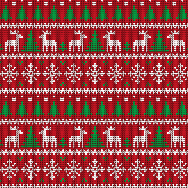 All Christmas Digital paper of Red Christmas Knit Fabric with Reindeer… seamless PBR texture preview