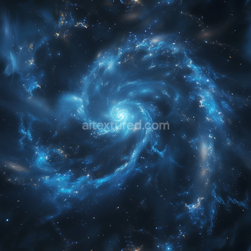 Seamless 3D Space PBR Texture with Spiral Galaxy Nebula and Blue Glow