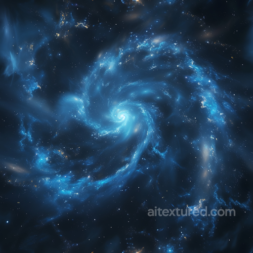 Space PBR Texture with Spiral Galaxy Nebula and Blue Glow seamless Star, space, planets PBR texture