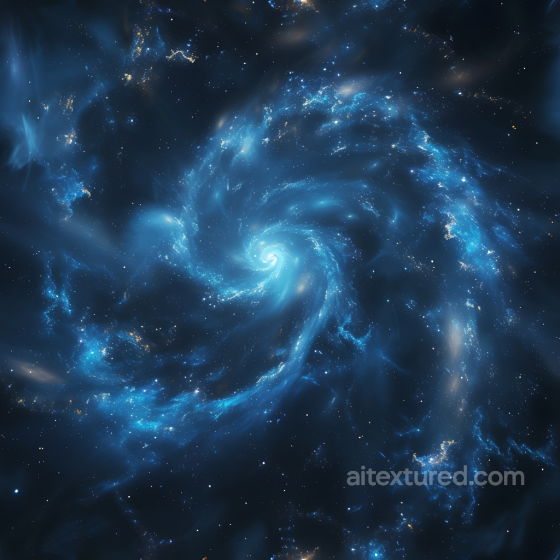 Space PBR Texture with Spiral Galaxy Nebula and Blue Glow Star, space, planets texture preview