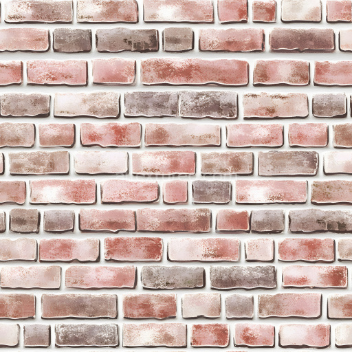 Seamless 3D PBR Texture of Red and Brown Cracked Brick Wall with Chipped and Worn Edges