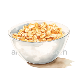 seamless Breakfast Bowl with Barley Flakes Cereal in Watercolor Style texture 8k free download PBR