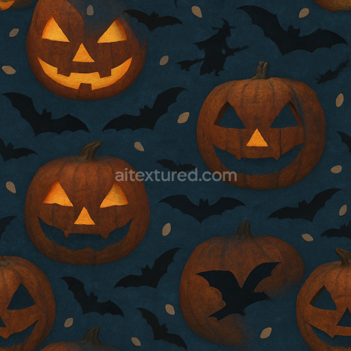 Seamless 3d texture pbr 8k pumpkin skin with carved pumpkin details
