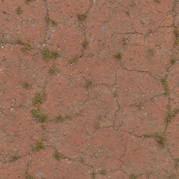 Brick Red Pavement With Faded Paint And Rough Wear Marks Asphalt seamless PBR texture preview